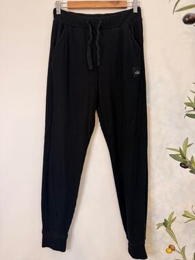 Alo Yoga Black Ribbed Lounge Jogger Sweatpants Women's Medium